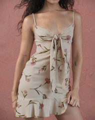 Lazlo Mini Dress in Bloom Leafy Taupe