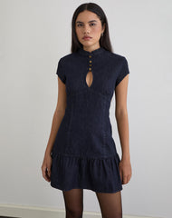 Manama Mini Dress in Chambray Indigo
