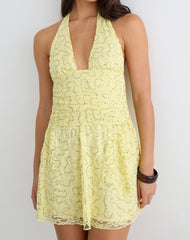 Marty Mini Dress in Drape Sequin Lace Lime