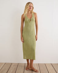 Masela Midi Dress in Sequin Knit Green
