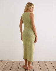 Masela Midi Dress in Sequin Knit Green