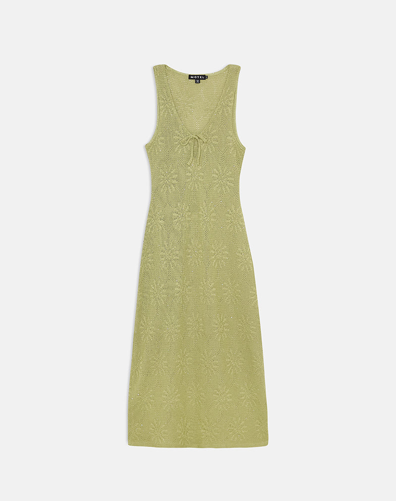Masela Midi Dress in Sequin Knit Green