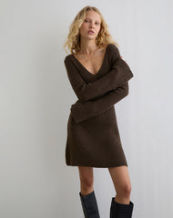 Meghan Mini Dress in Dark Chocolate