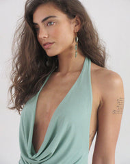 Miharu Mini Dress in Aqua Grey