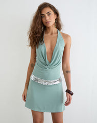Miharu Mini Dress in Aqua Grey