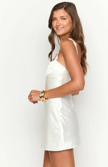 Marbelle White Satin Mini Dress