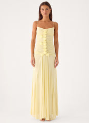 Marcia Flower Maxi Dress - Yellow