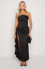 Merlo Black Strapless Formal Maxi Dress