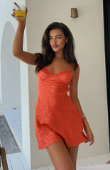 Noeline Orange Satin Mini Dress