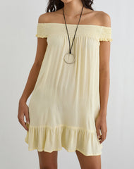 Panasi Mini Dress in Crinkle Butter Yellow