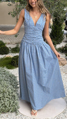 Sanya Maxi Dress - Blue Check
