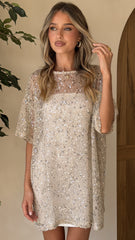 Zanthe Sequin Mini Dress - Beige