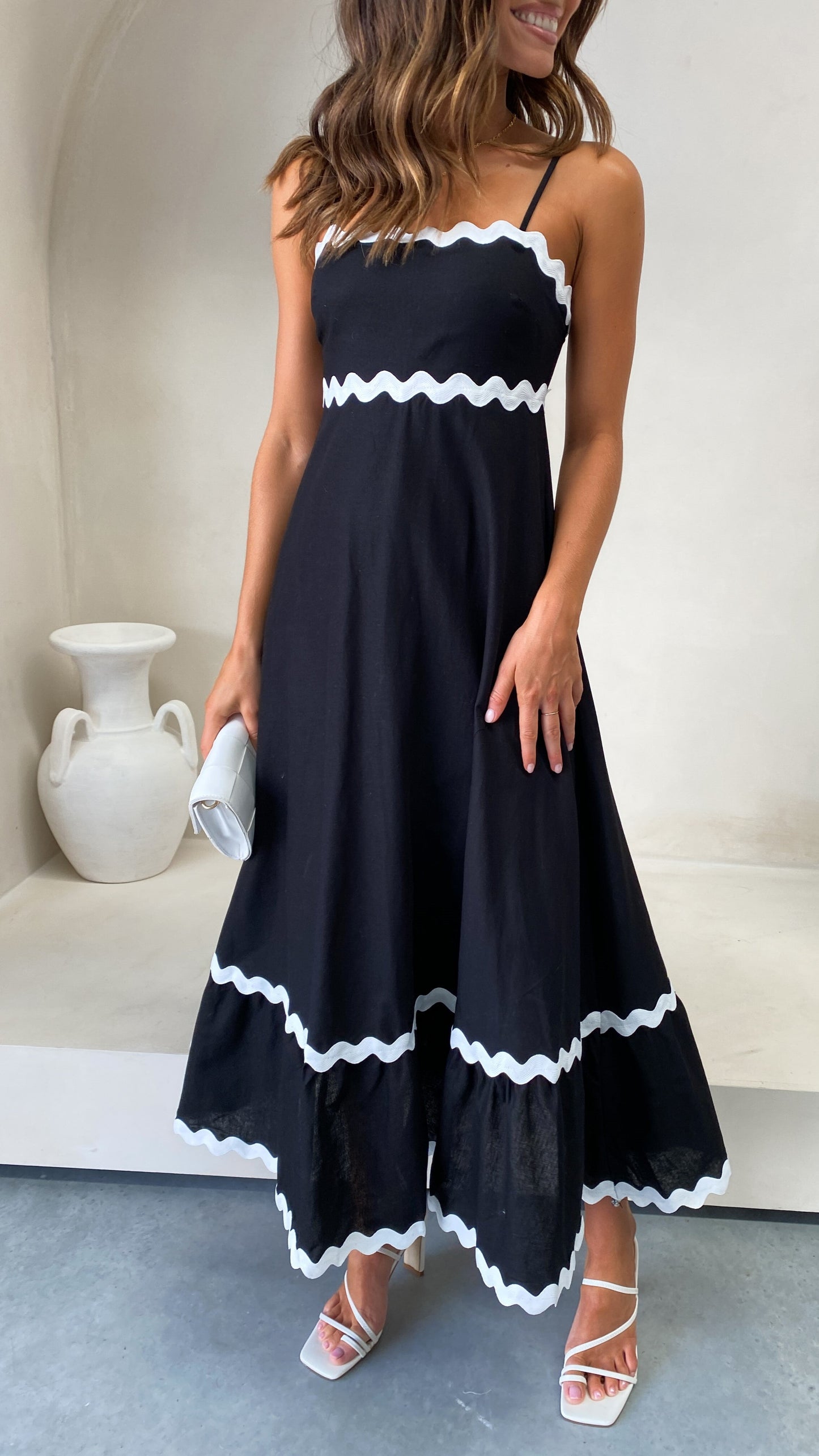 Brodey Midi Dress - Black / White