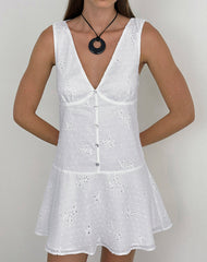 Raspati Mini Dress in Broderie White