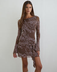 Salira Mini Dress in Moonlit Blossom Brown