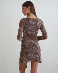 Salira Mini Dress in Moonlit Blossom Brown