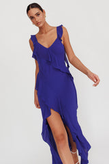 Joyride Ruffle Maxi Dress Royal Blue