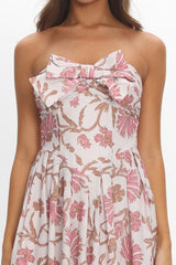 Summer Field Bow Bust Maxi Dress Floral Beige
