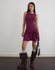 Supriati Mini Dress in Rayon Jersey Deep Purple