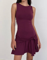 Supriati Mini Dress in Rayon Jersey Deep Purple