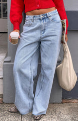 She's Yours Light Wash Denim Wide Leg Boyfriend Jeans