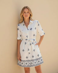 Simone Cream Print Dress | Women's Floral Shirt Dress