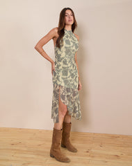 Tanta Midi Dress in Blurred Floral Yellow