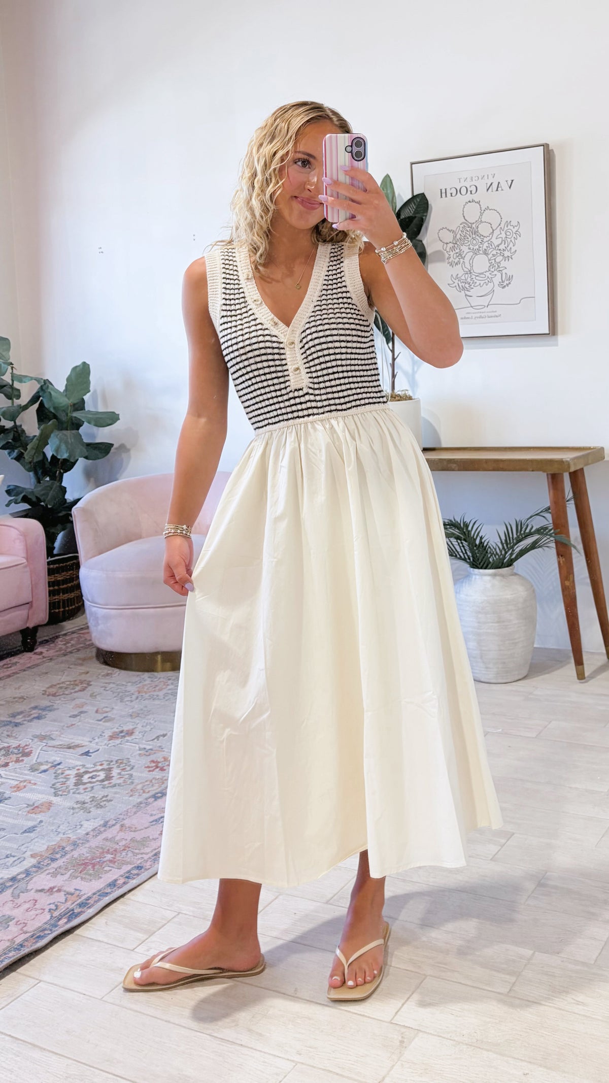 Allie Smocked Bodice Midi Dress