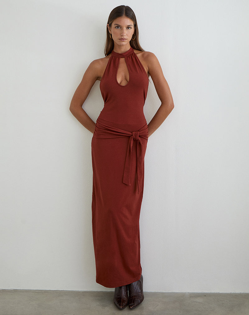 Viorela Maxi Dress in Jersey Fired Brick