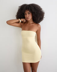Waneta Bandeau Mini Dress in Rayon Jersey Lemon