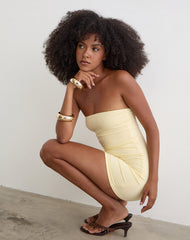 Waneta Bandeau Mini Dress in Rayon Jersey Lemon