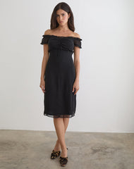 Watimu Midi Dress in Chiffon Black
