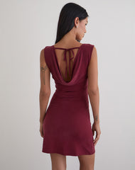 Yuzuki Mini Dress in Cupro Burgundy