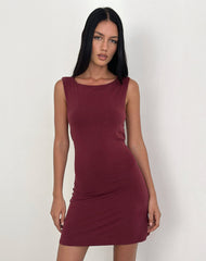 Yuzuki Mini Dress in Cupro Burgundy