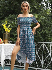 Off Shoulder Floral Slit Dress