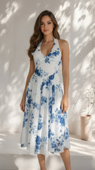 Maribel Floral Halter Midi Dress