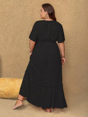 Plus Size Embroidered V-Neck Maxi Dress