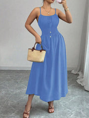Smocked Spaghetti Strap Midi Dress