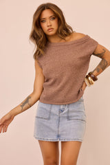Dance In The Sun Knit Top - Chocolate