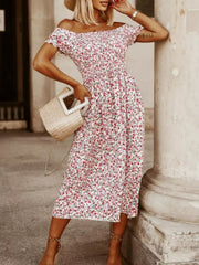Floral Off Shoulder Midi Dress