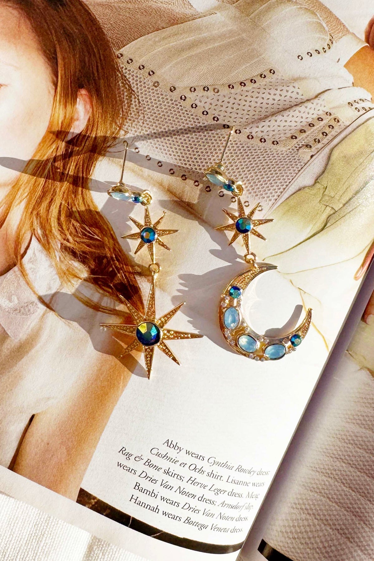 Luna Eclipse Earrings - Gold Blue