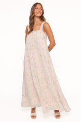 Caroline Maxi Dress - Pastel Pink Floral