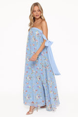 Codie Off Shoulder Maxi Dress - Cornflower Blue Floral