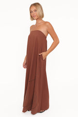 Como Strapless Maxi Dress - Brown
