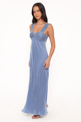 Dolores Pleated Maxi Dress - Cornflower Blue