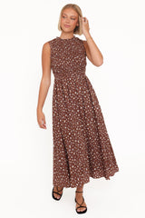 Lanna Maxi Dress - Brown Floral