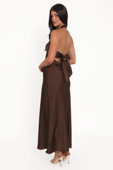 Nakita Halterneck Maxi Dress - Brown