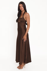 Nakita Halterneck Maxi Dress - Brown