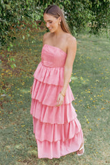 Peachester Strapless Maxi Dress - Coral