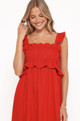 Ross Frill Strap Maxi Dress - Red
